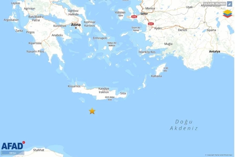 Akdeniz’de 4.1 büyüklüğünde deprem!